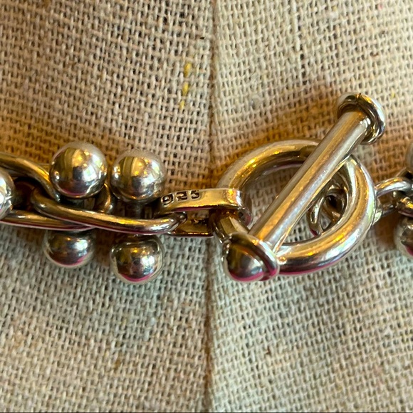 Sterling Silver Barbell Link Choker - Picture 4 of 16